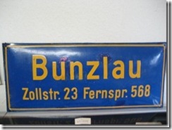 Emailleschild “Bunzlau” aus Schlesien